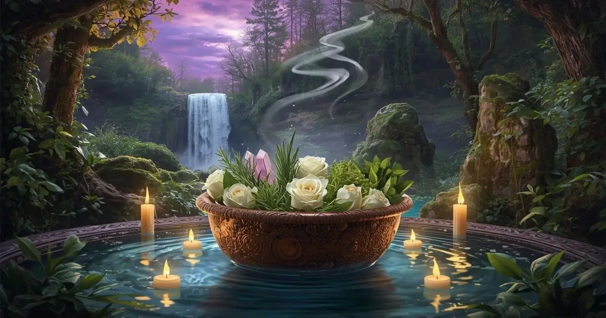 guia completo ilustrado de banho de ervas para limpeza energetica, prosperidade, rituais completos