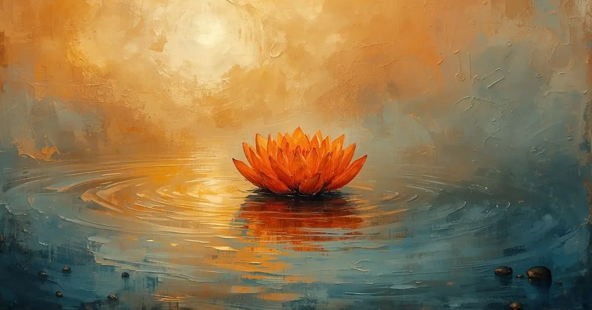 ilustração de lotus alaranjada representando o chakra sacral-Svadhisthana