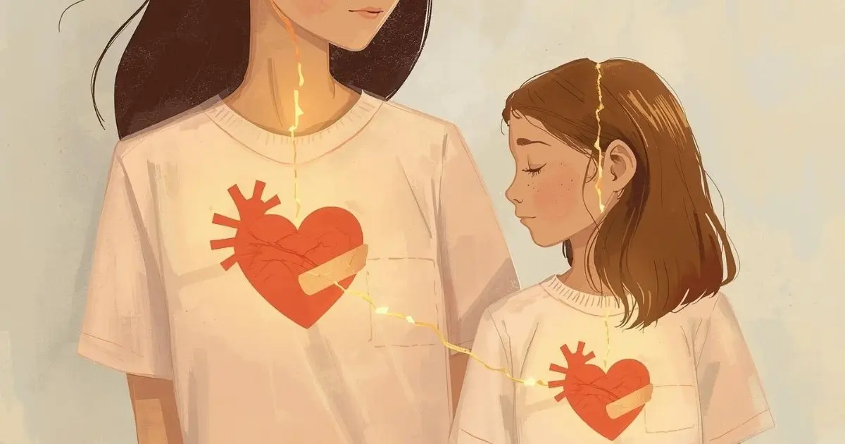 ilustração da herança das feridas emocionais da mãe na filha, sintomas e cura